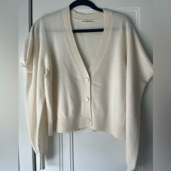 Ulla Johnson $445 Marta Puff Sleeve Cardigan 100% Merino Wool Button Down Crop M - Picture 6 of 6